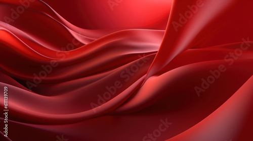 Abstract 3d background. Smooth red satin texture with pink overtones. Luxurious red satin drapery design. Generative Ai.