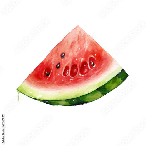 slice of a watermelone in watercolor design isolated against transparent background photo