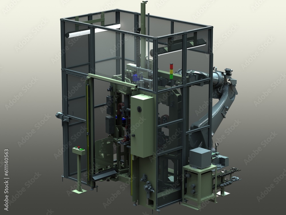 Spot Welding Machine of Crossmember Sub-Assy 3D Rendering Spot Welding Machine of Crossmember Sub-Assy 3D Rendering