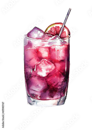 cocktail called zombie in watercolor design on a transparend background