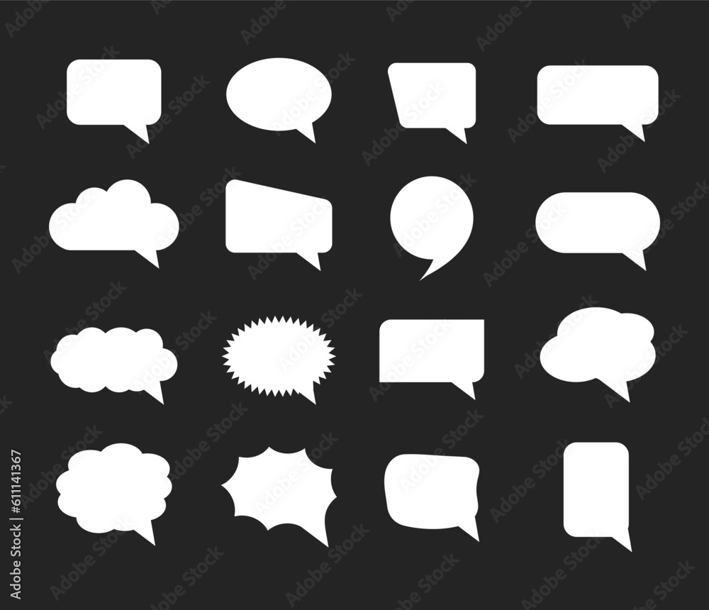 A vector collection of speech bubbles for artwork compositions A vector collection of speech bubbles for artwork compositions