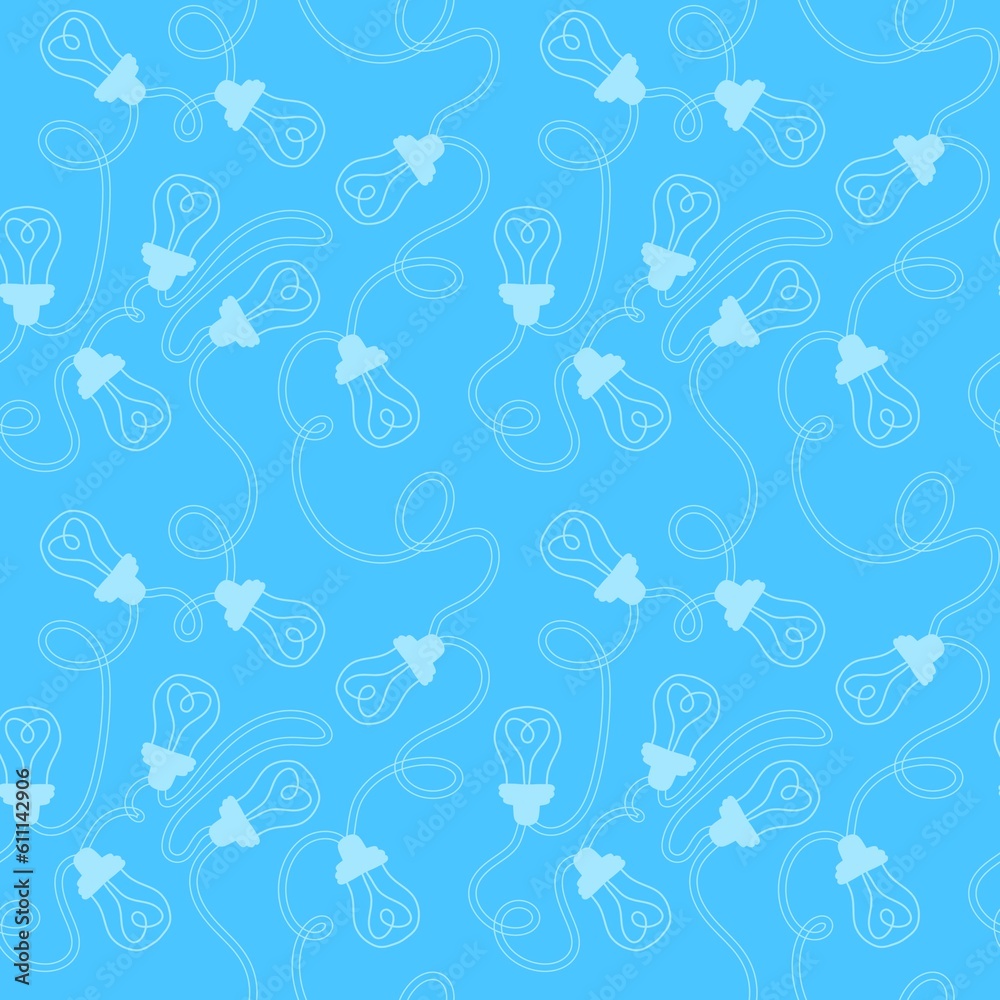 Cartoon illumination seamless light bulbs pattern for wrapping paper and fabrics and linens and festive