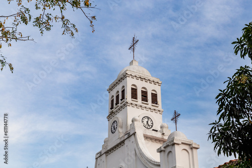 Chuch of withe color in Colombian town