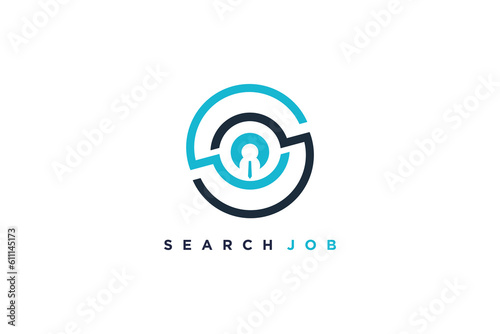 Search job logo design idea with creative unique concept