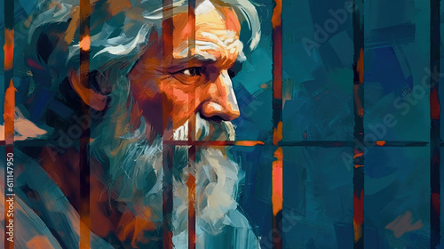 Paul the Apostle in prison, generative ai photo