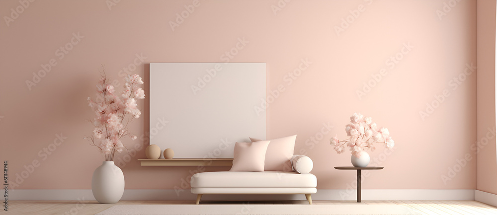 3d render image of a large, white, and neutral room. Generative AI. 3d render image of a large, white, and neutral room. Generative AI.