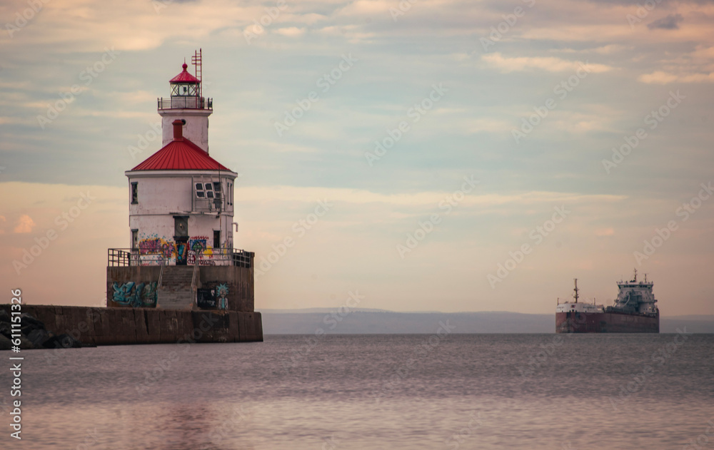 lighthouse at dusk