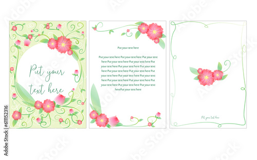 set de ilustraciones vectoriales con tematica primaveral para invitaciones cartas o postales, papeleria plantilla