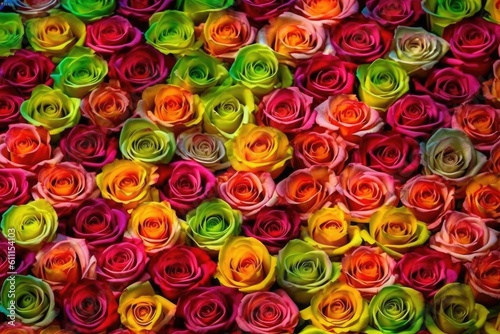 vibrant and diverse bouquet of roses. Generative AI