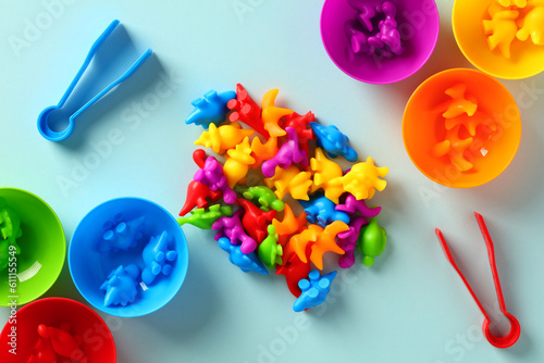 Montessori early education toy with dinosaurs, sorting and counting learning