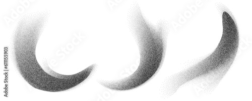 Charcoal splashes, black dotwork grain texture, abstract stipple sand effect, gradient from dots isolated on white background. Vector illustration.