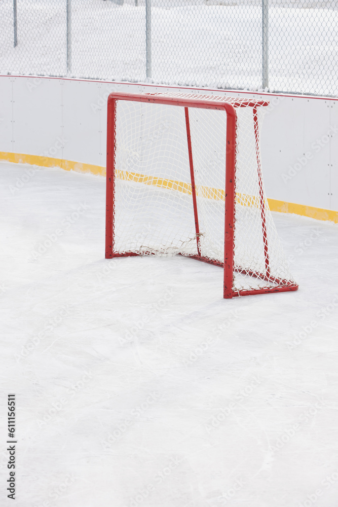 Obraz premium Hockey nets on outdoor skating rink.