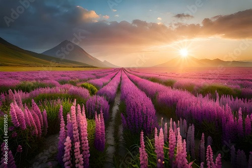 lavender field at sunset