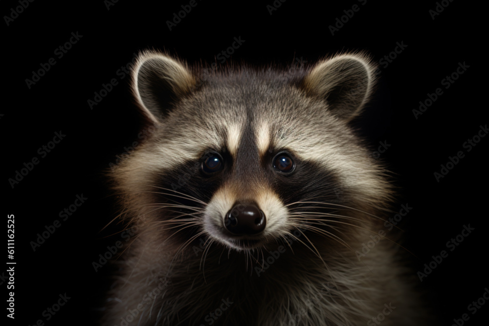 Fototapeta premium Generative AI. Portrait of a brown raccoon