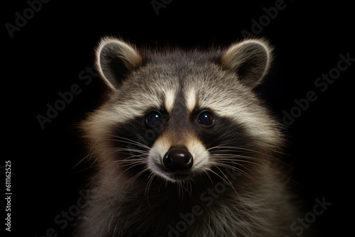 Generative AI. Portrait of a brown raccoon