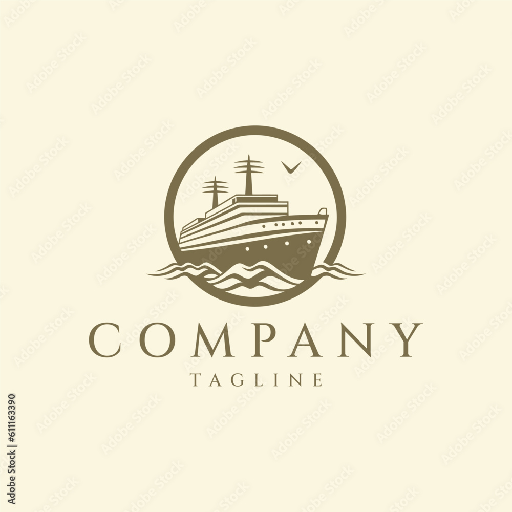 Cruise ship logo design vector illustration