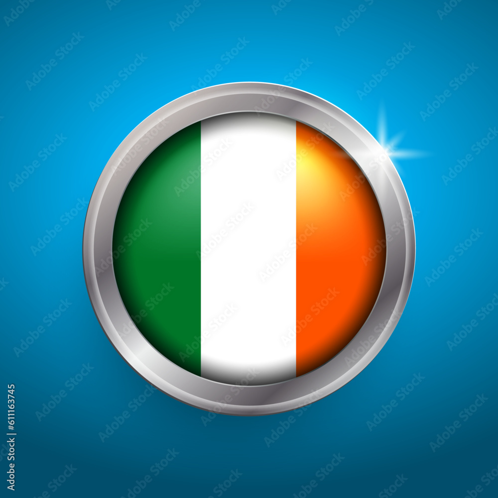 Ireland flag vector button. Isolated object on blue background.
Ireland flag vector button. Isolated object on blue background.
