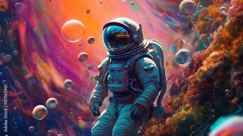 An astronaut floating in the vastness of space. Generative ai