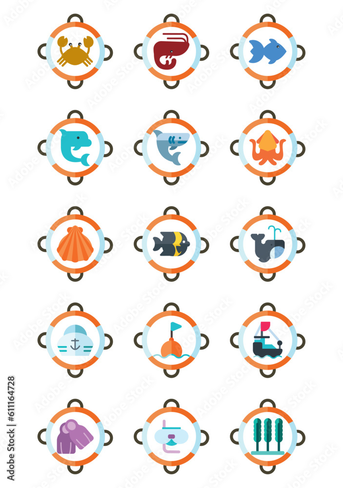 set of sea icons with white background
set of sea icons with white background