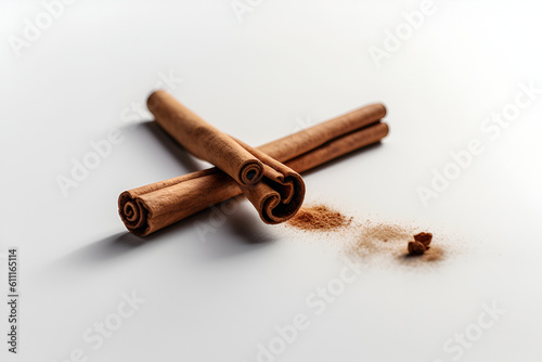 cinnamon sticks isolated on white - - Generative with AI technology
