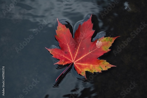Bright maple leaf in a paddle. Generative AI