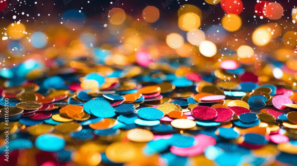 A vibrant collection of colorful confetti up close. Generative ai