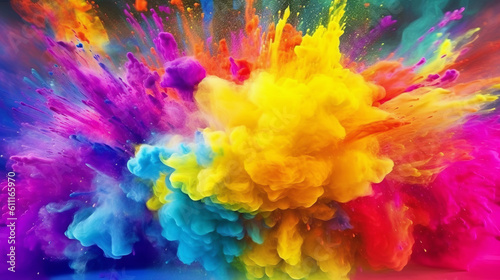 Canvastavla A vibrant eruption of colorful powder against a dark backdrop