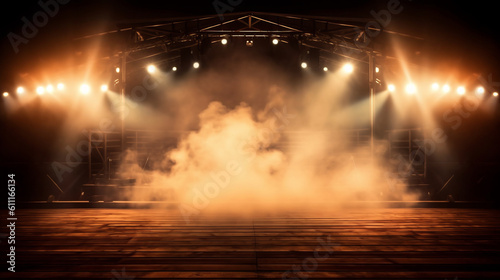 A stage with dramatic smoke effects. Generative ai