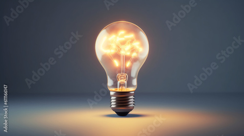 A glowing light bulb on a dark background. Generative ai