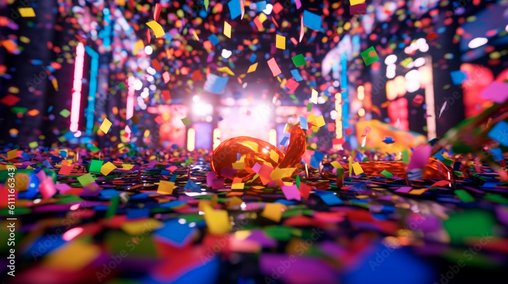 Celebration of Color, Colorful Confetti and Bokeh on a Carnival Background. Generative AI