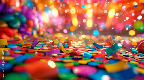 Celebration of Color, Colorful Confetti and Bokeh on a Carnival Background. Generative AI