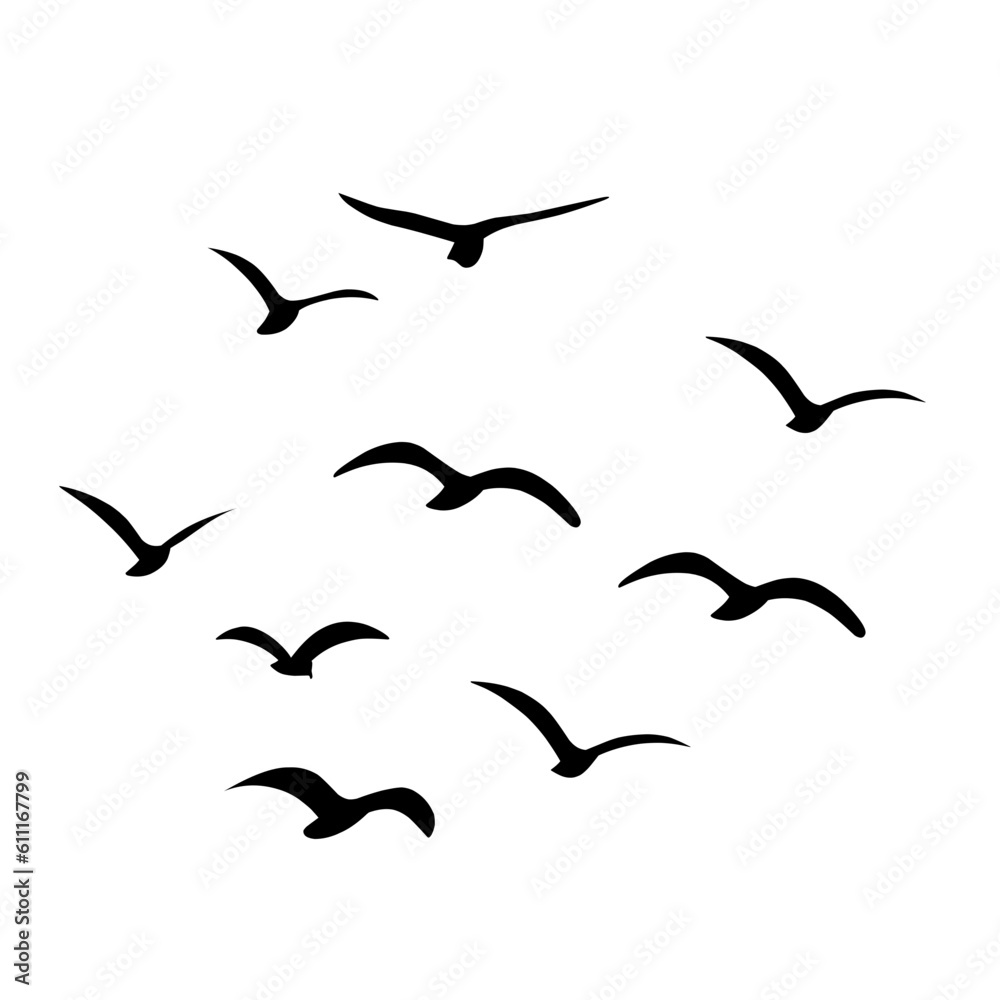 Naklejka premium Silhouette of flying birds