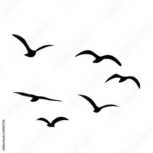 Silhouette of flying birds © King Silhouette