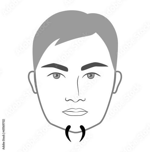 Chin Insecto Clamps Beard style men in face illustration Facial hair the mighty El insecto. Vector grey black portrait male Fashion template flat barber. Stylish hairstyle isolated outline on white