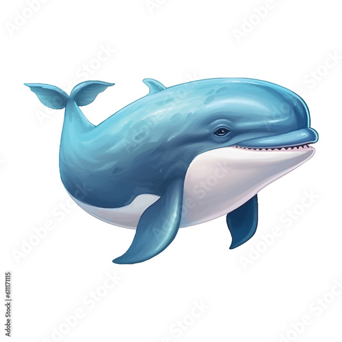 Enchanting Whale: Endearing 2D Illustration of a Charming Sea Creature