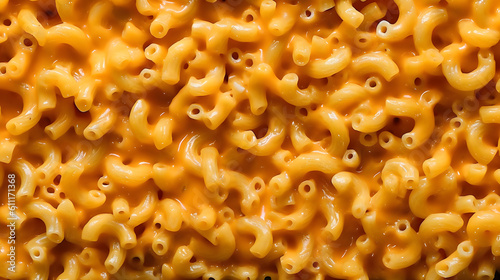 Mac and Cheese texture background. Close up, Macro. Generative AI. photo