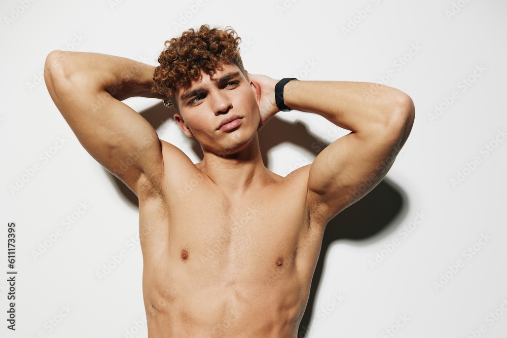 man lifestyle person sexy shirtless torso naked studio white background athletic bicep muscular man lifestyle person sexy shirtless torso naked studio white background athletic bicep muscular