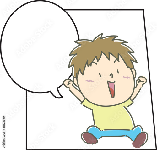 マンガの吹き出しフレーム付きの子ども