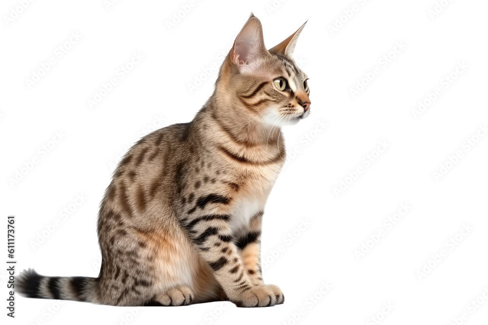 Obraz premium Savannah cat isolated on transparent background. Generative AI