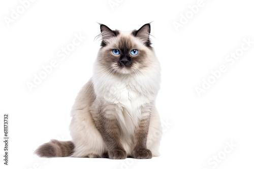 Ragdoll cat isolated on transparent background. Generative AI