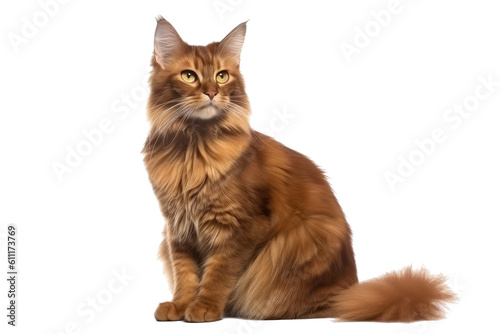 Somali cat isolated on transparent background. Generative AI photo