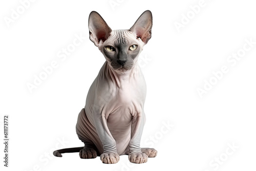Sphynx cat isolated on transparent background. Generative AI