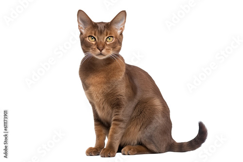 Havana brown cat isolated on transparent background. Generative AI photo