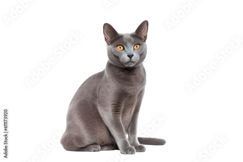 Korat cat isolated on transparent background. Generative AI