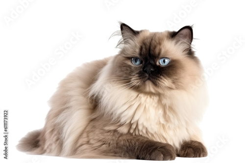 Himalayan cat isolated on transparent background. Generative AI