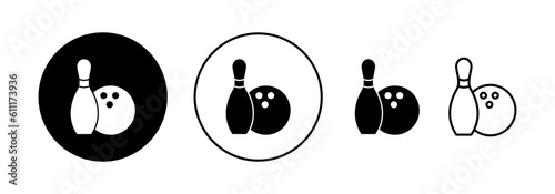 Bowling icon vector for web and mobile app. bowling ball and pin sign and symbol.
