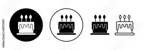 Cake icon vector for web and mobile app. Cake sign and symbol. Birthday cake icon