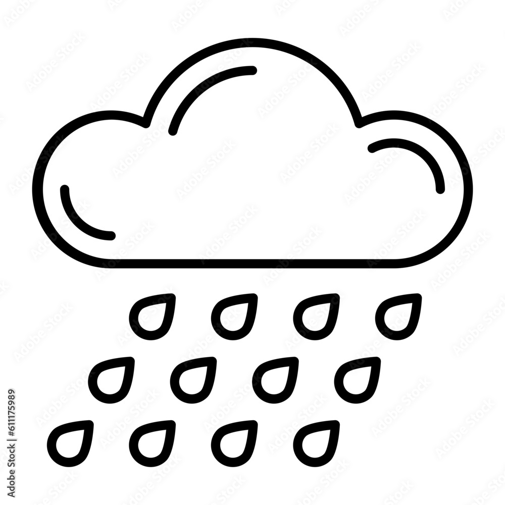 Rain Thin Line Icon Rain Thin Line Icon