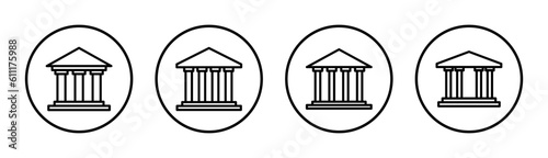 Bank icon set illustration. Bank sign and symbol, museum, university