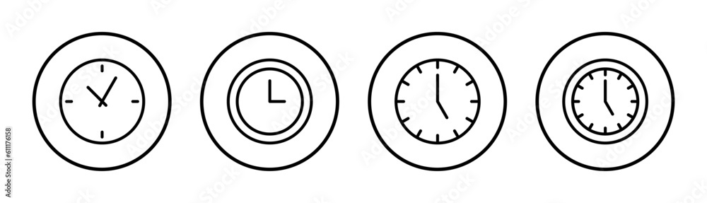 Clock icon set illustration. Time sign and symbol. watch icon Clock icon set illustration. Time sign and symbol. watch icon